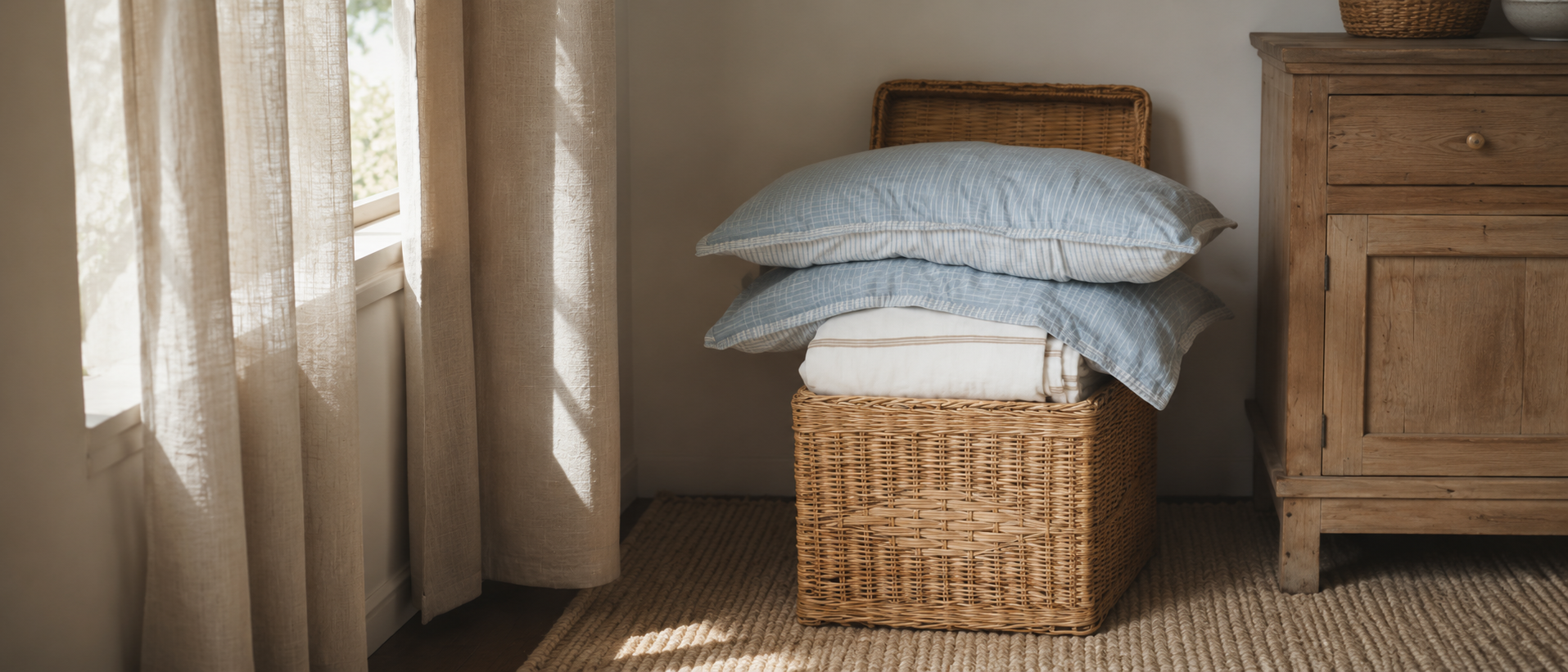 Soft textiles styled in a calm everyday interior