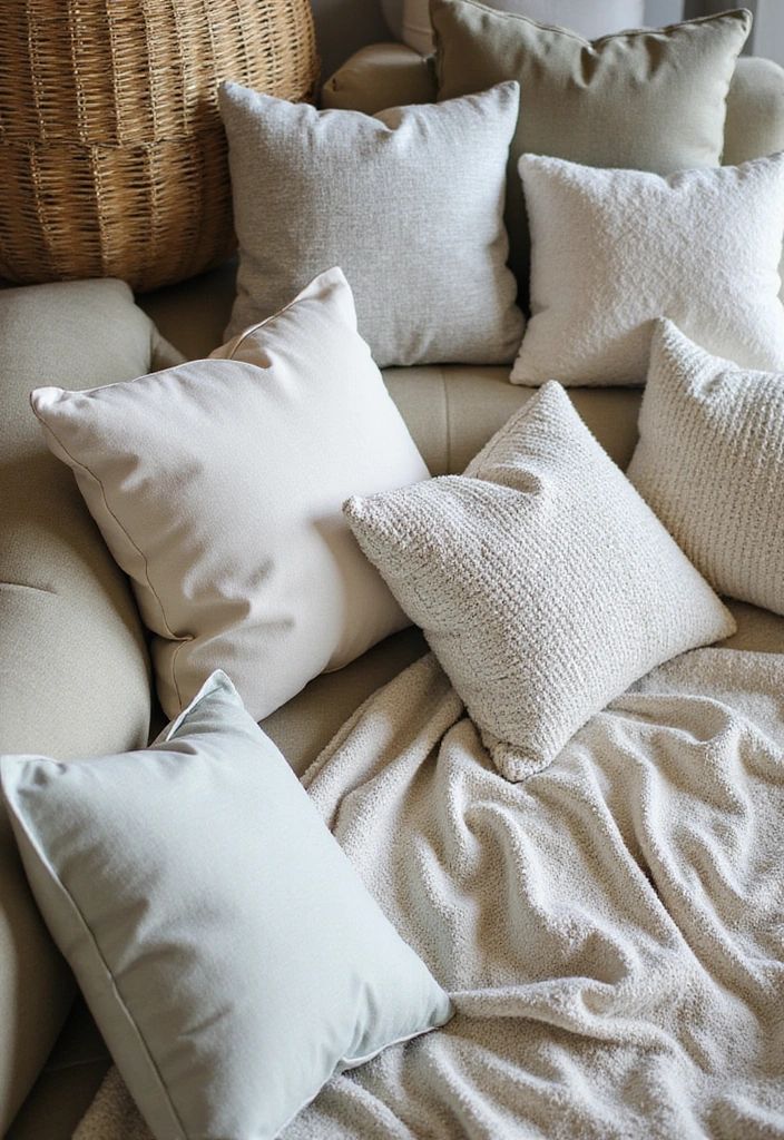 Comfortable textile details arranged in an everyday room