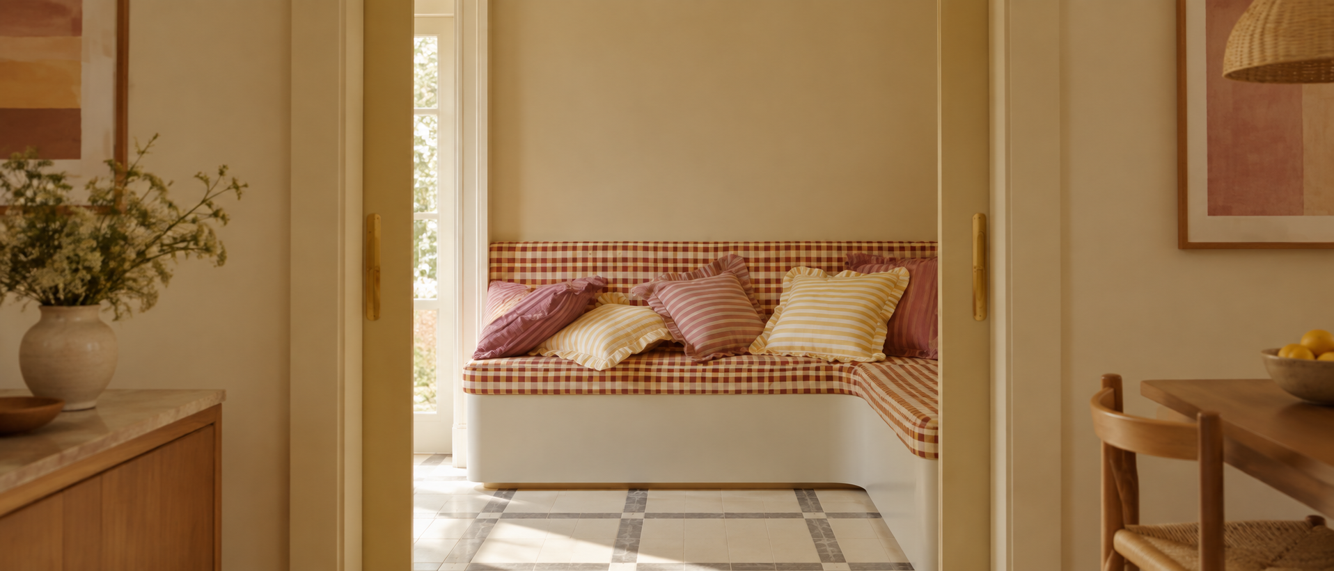 Soft textiles styled in a comfortable bedroom