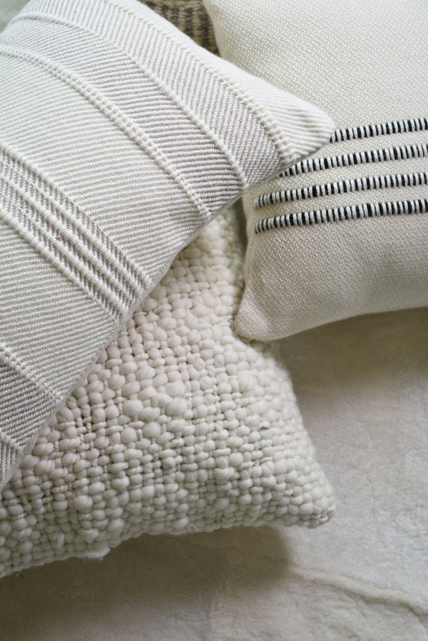 Natural Striped Cotton Accent Pillow - Image 2